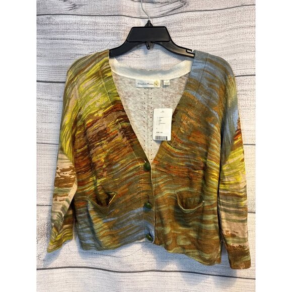 NWT Charlie & Robin Anthropolgie Multicolor Abstract Patterned Cardigan Sweater - Picture 1 of 3